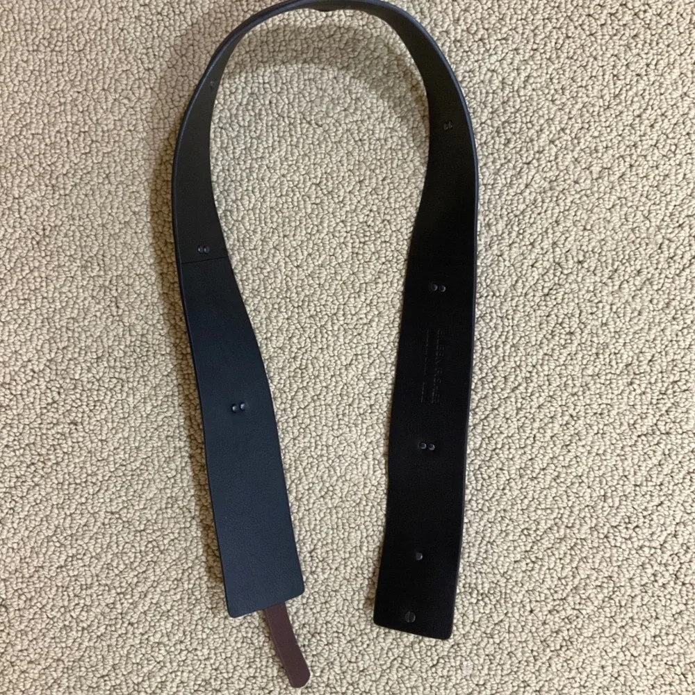 Eileen‎ Fisher Belt Womens Black Brown Leather Wide-Waist Studded Size XS